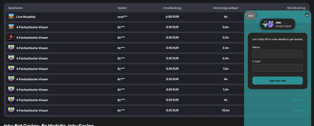 inkybet casino support